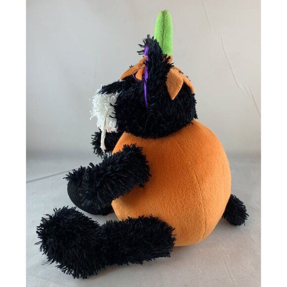 Halloween Plush Black Cat In Pumpkin Costume By PBC International Jack-o-Lantern - Picture 4 of 11